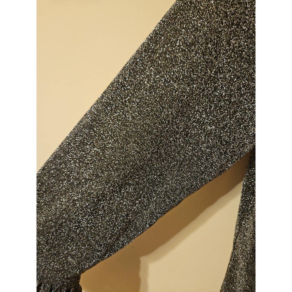 J Crew Blouse L Black Metallic Dark Fairy Shimmer Gam Feminine Sparkle Event - Picture 3 of 15